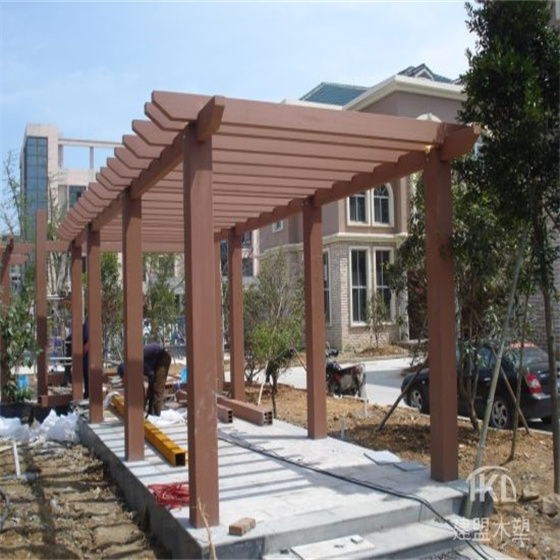 石家庄庭院塑木景观花架安装