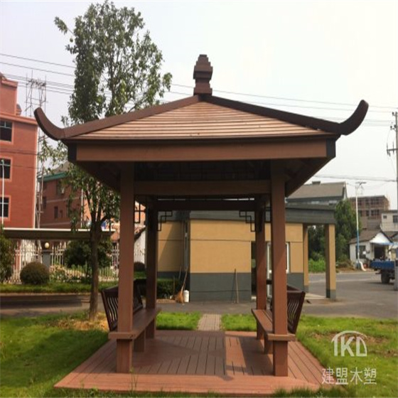 石家庄四角塑木亭安装