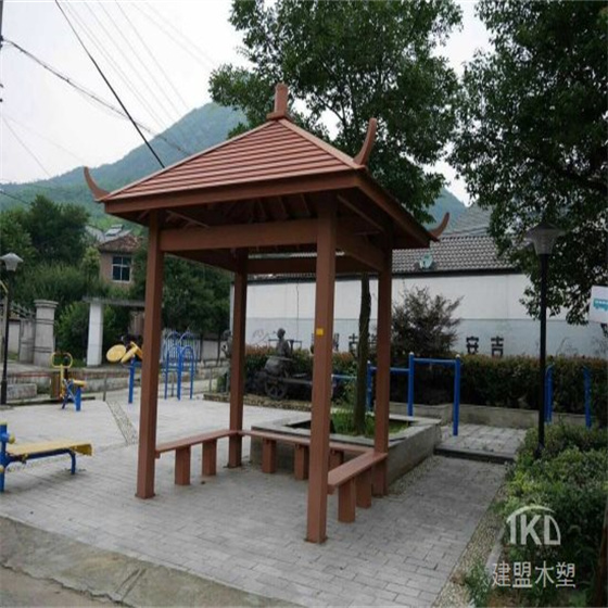 石家庄小区四角木塑景观凉亭安装